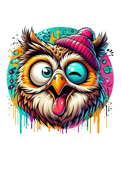 MegaSticker ملصق بومة ملون مقاس 13 × 13 سم - سيارة، دراجة نارية، خوذة، كمبيوت...