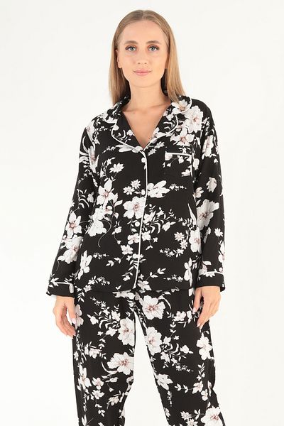 Doremi Floral Pattern Long Sleeve Women's Pajama Suit