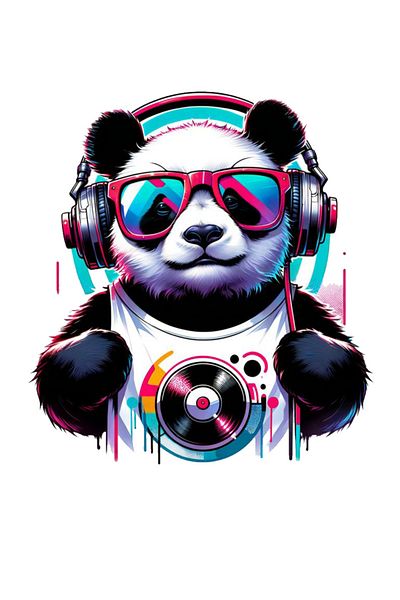 MegaSticker Autocolant Dj Panda Auto/Motocicletă/Cască/Laptop/Parbriz - 13x10 Cm