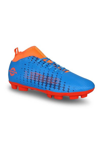 Nivia Ultra 2.0 Football Shoes | Blue/orange | Uk6/us7/eu40 | Pvc Synthetic Leather | Lace-up