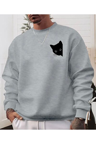 Frisson Φούτερ Unisex με στάμπα γάτας και λαιμόκοψη ποδηλάτου