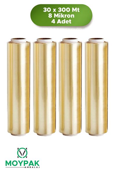 MOYPAK Food Stretch Film 30X300 Meters 4 Pieces (Real 300 Meters) Yellow Food Stretch