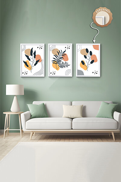 Generic Brand Pictură decorativă din 3 piese, cu cadru din lemn, pictură abst...