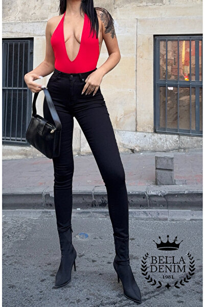 XBELLA DENİM Negru Super Lycra Slim Fit Decorat