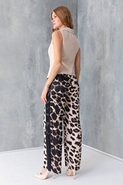 MissVina Leopar Desen Yan Şerit Garnili Pantolon 30184
