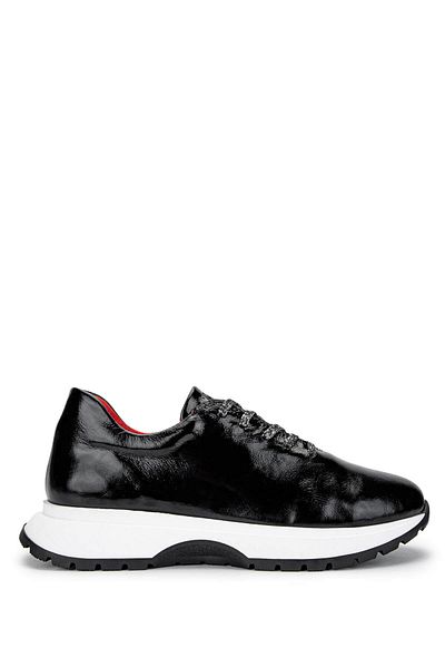 Tamer Tanca Women's Genuine Leather Black Patent Leather Sneakers & Sports Shoes