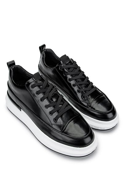 Tamer Tanca Men's Genuine Leather Black Opening Casual Shoes