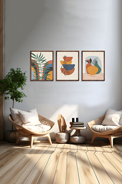 wudie Pictură decorativă din 3 piese, cu cadru din lemn, pictură abstractă, p...