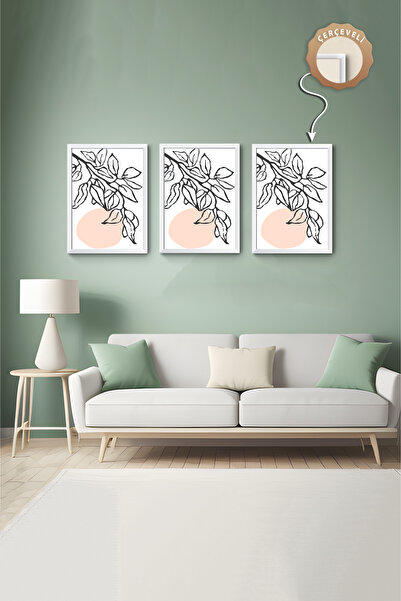 wudie Pictură decorativă din 3 piese, cu cadru din lemn, pictură abstractă, p...