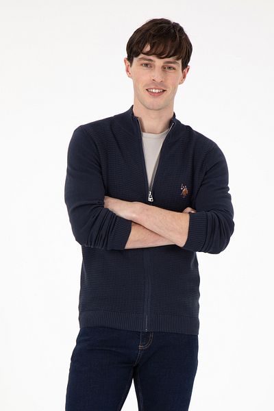U.S. Polo Assn. Ανδρική ζακέτα Navy Blue Basic Knitwear 50288871 -VR033