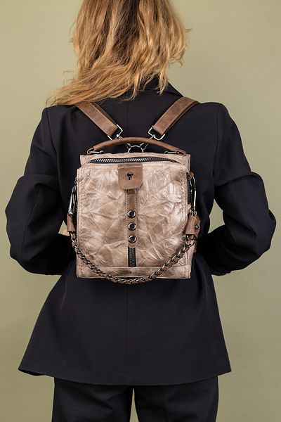 Getcho Nekesa Women's Mink Chain Strap Leather Look Backpack and Shoulder Bag Daily Vintage Design