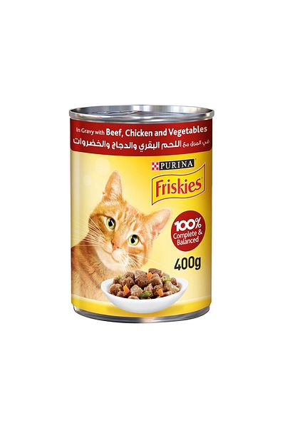 Friskies Beef, Chicken and Vegetables in Gravy Canned Cat Food - 400 g-Pack of 12