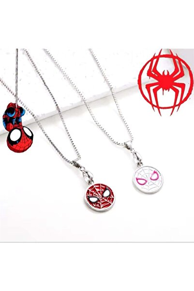 Karakedi قلادة مزدوجة على شكل وجه العنكبوت باللونين الأحمر والأبيض