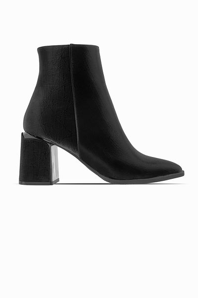 Lal Shoes & Bags Dámské boty Como se špičatou špičkou se zipem na zlatém podpatku s detailním podpatkem – černá