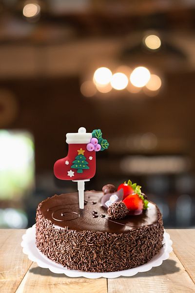 PASTRY PLANET Декоративни силиконови коледни чорапи за торта, 4 броя (ключодържател)