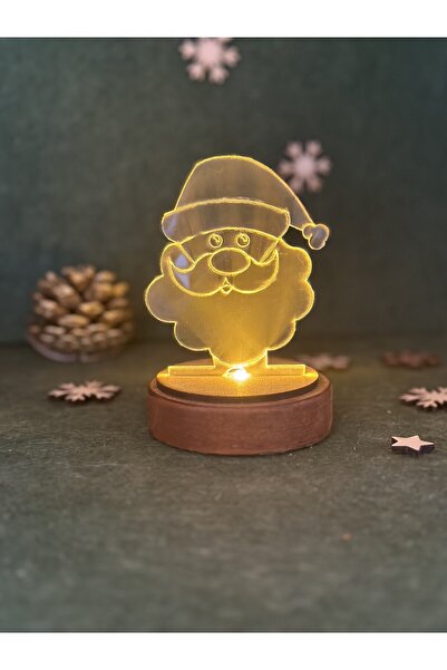 Elfora Işıklı Noel Baba Ahşap Taban 3d Hediye Yılbaşı Merry Christmas Yeni Yıl Konsept efsane küre