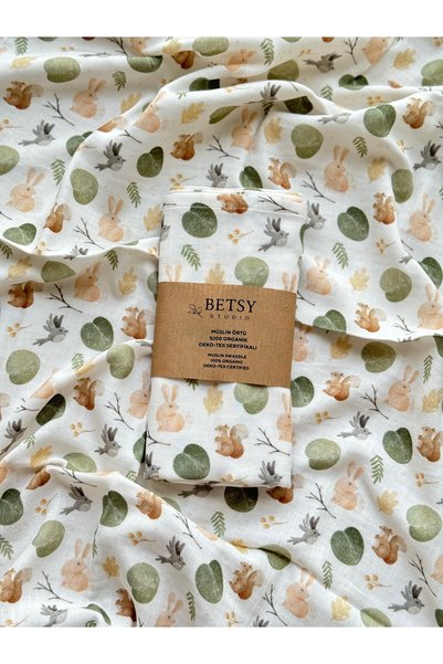 BETSY STUDIO غطاء موسلين غابة صغيرة 75 × 100 سم / غطاء عربة الأطفال غطاء التمريض بطانية أطفال غطاء اللعب