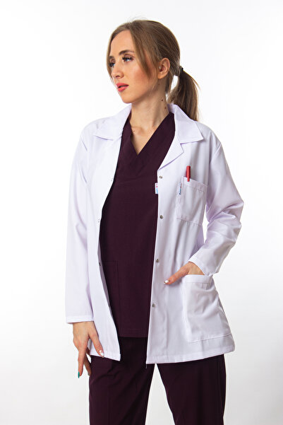 Simirna Üniforma White Regular Collar Long Sleeve Jacket - Doctor Nurse Teacher Apron