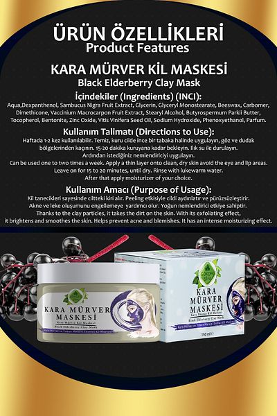Gökçek Şifa Black Elderberry Clay Mask 150 Ml