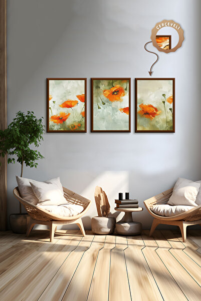 wudie Pictură decorativă din 3 piese, cu cadru din lemn, pictură abstractă, p...