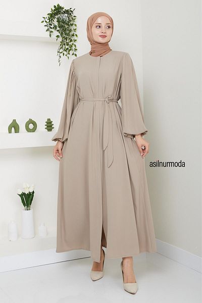 ASİLNUR Hale Shoulder Pleated Balloon Arm Ferace Stone