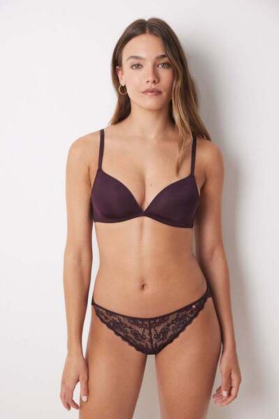 Women'secret Classic lace and microfibre garnet panty