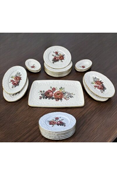 Pinkev طقم أطباق تقديم الكيك من السيراميك مكون من 21 قطعة من Rose Amelie لـ 1...