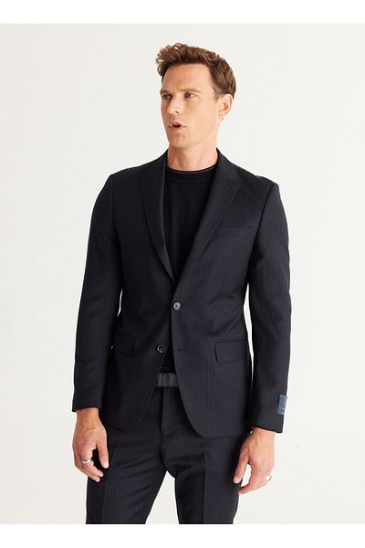 ALTINYILDIZ CLASSICS Normal Waist Wool Slim Fit Dark Navy Men's Suit 4C 3024100006