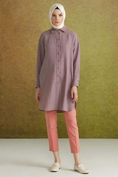Tuğba High Waist Basic Pants - Powder