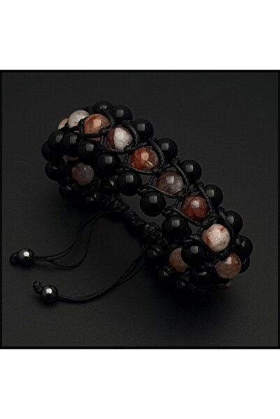 Seven Art Jewelry Natural Stone Bracelet - Fire Quartz and Onyx, Men's and Wo...