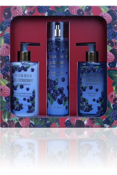 nurxos 9890 Blueberry Yaban Mersini Hediyelik Kutulu 3'lü Set Vücut Spreyi & ...