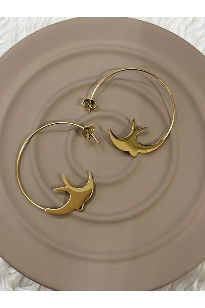 YASİN TOPÇU Steel Gold Earrings
