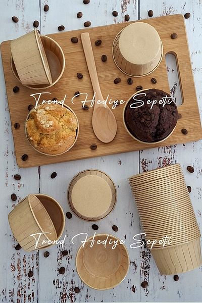 Trend Hediye Sepeti 50 Pieces Large Size XL Kraft Muffin Cupcake Mold Jumbo Cake Capsule, Airfryer Compatible