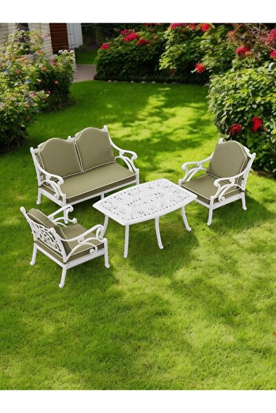 Sweet Home Masa Sandalye Bodrum Model Plastik Ferforje Görünümlü Oturma Grubu...