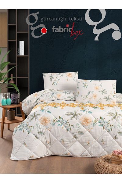 Fabric Box Double Patterned Quilt Washable Quilt 100% Cotton Outer Fabric 195 x 215 cm