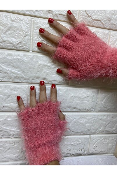 sema aksesuar Salmon Color Plush Cut Finger Gloves - Fingerless Gloves - Gift - New Year New Year