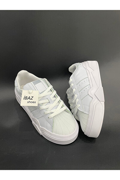 AyakkabıZ Star Marker Beyaz Yüksek Tabanlı Cilt Kadın Sneaker