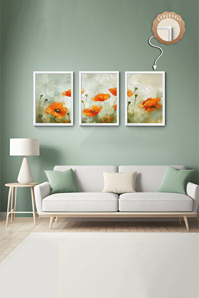 wudie Pictură decorativă din 3 piese, cu cadru din lemn, pictură abstractă, p...