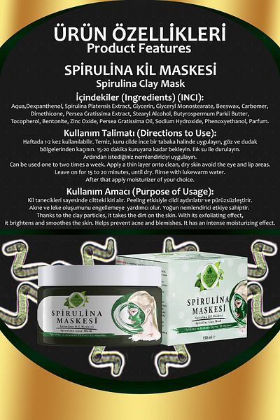 Gökçek Şifa Spirulina Clay Mask (SPIRULINA CLAY MASK) 150 ml