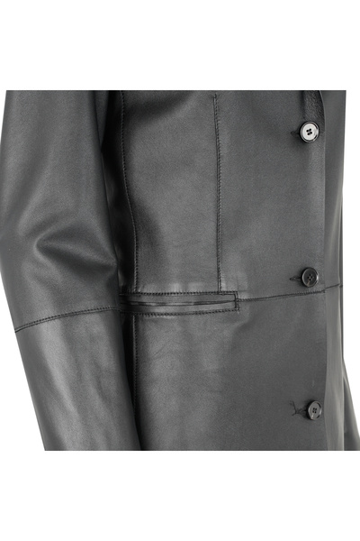 Desa Canika Siyah Kadın Deri Blazer Trençkot