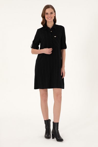 U.S. Polo Assn. Women's Black Mini Length Woven Dress 50297365-Vr046