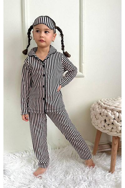 ARBİ kids Комплект пижама с копчета и райета в черно за момиче
