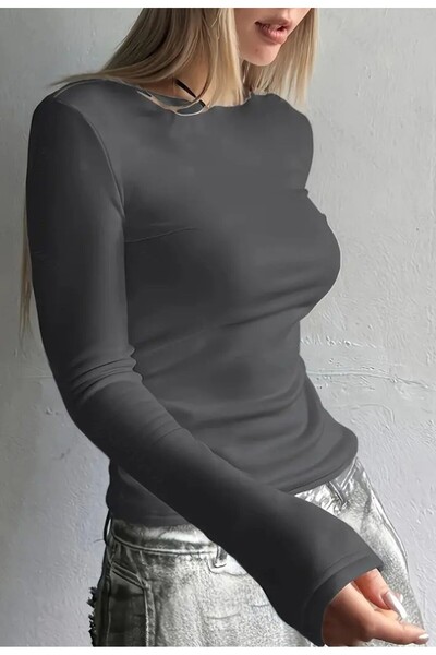 peri tower Autumn, Anthracite Slim Fit Long Sleeve Body with Fleece Inside for Winter