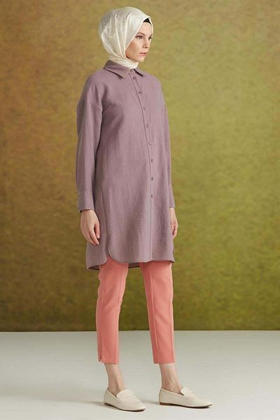 Tuğba High Waist Basic Pants - Powder