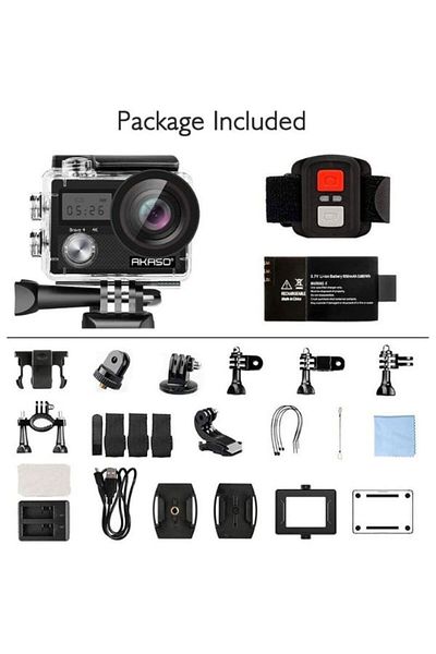 AKASO Brave 4 Action Camera | 4K Ultra HD | 20MP | WiF | Touchscreen | Waterproof| EIS| 30m Diving