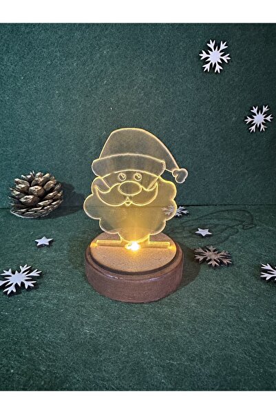 Elfora Işıklı Noel Baba Ahşap Taban 3d Hediye Yılbaşı Merry Christmas Yeni Yıl Konsept efsane küre