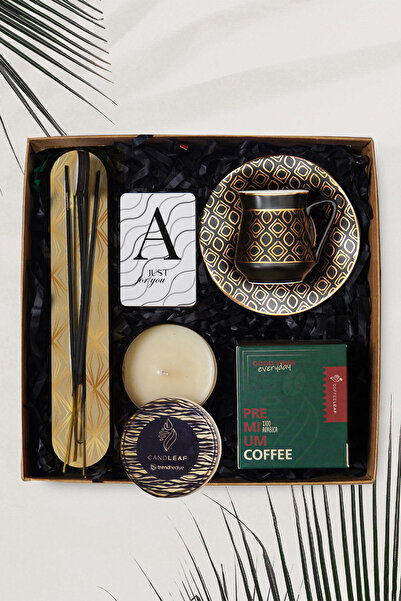 TrendHediye Hediye Kutusu & Kahve Fincanı, Kahve, Metal Mum, Tütsü Hediye Seti