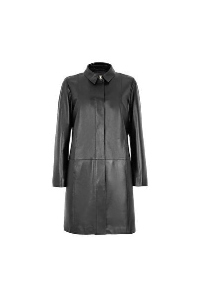 Desa Catori Siyah Kadın Deri Trençkot