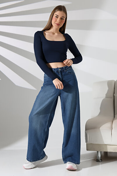 Endies Bluză cu mânecă lungă din țesătură elastică compactă din bumbac pieptă...