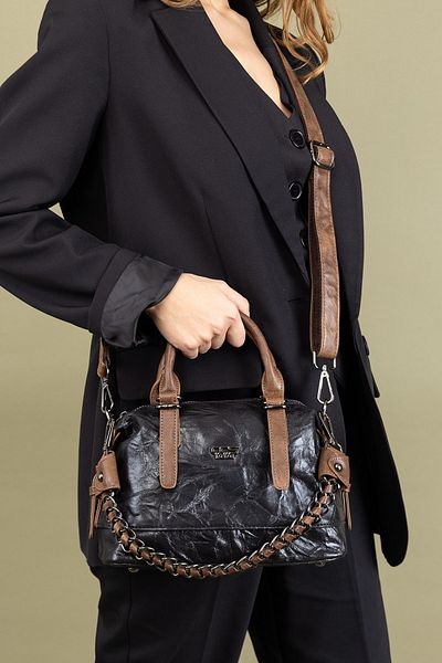 Getcho Malawi Vintage Women's Black Shoulder Bag Crossbody Bag Chain Strap Daily Use Leather Texture